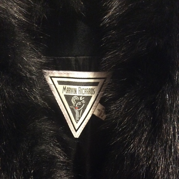 Gorgeous European Marvin Richards Black Fox fur wool long coat size 8 - Picture 4 of 6